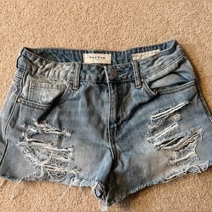 PacSun light blue ripped vintage high rise shorts